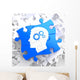 Psychological Concept on Blue Puzzle. Wall Mural