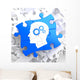 Psychological Concept on Blue Puzzle. Wall Mural