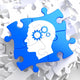 Psychological Concept on Blue Puzzle. Wall Mural