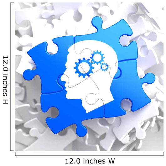 Psychological Concept on Blue Puzzle. Wall Mural