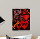 Hearts and love, super grungy, vector illustration Wall Mural