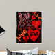 Hearts and love, super grungy, vector illustration Wall Mural