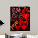 Hearts and love, super grungy, vector illustration Wall Mural
