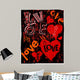 Hearts and love, super grungy, vector illustration Wall Mural