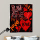 Hearts and love, super grungy, vector illustration Wall Mural