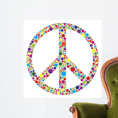 Peace Symbol with Polka Wall Decal shown on a wall