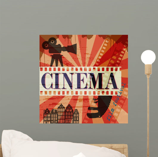 Retro cinema poster, vector Wall Mural