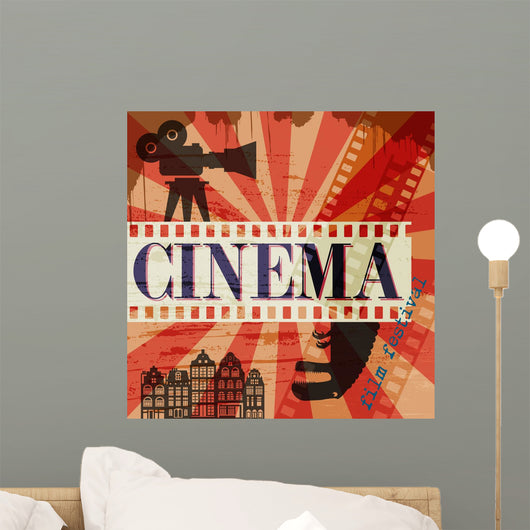 Retro cinema poster, vector Wall Mural