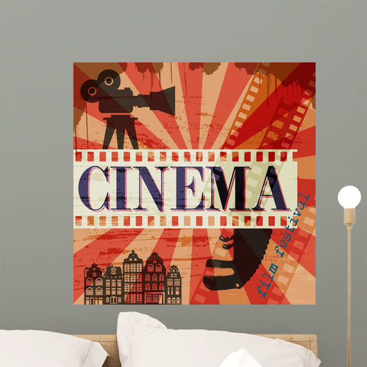 Retro cinema poster, vector Wall Mural