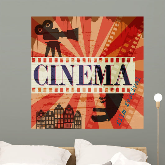 Retro cinema poster, vector Wall Mural