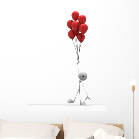 small character with red balloons Wall Decal