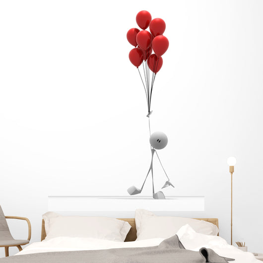 small character with red balloons Wall Decal