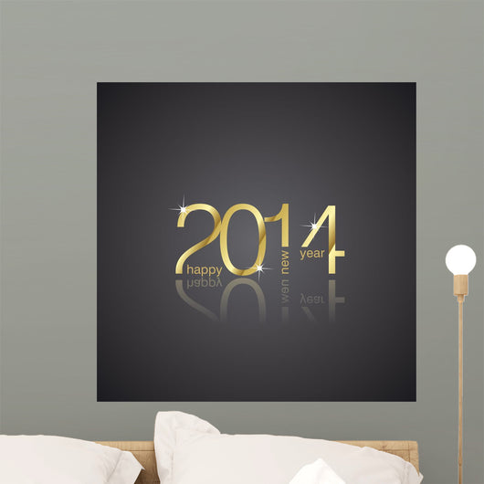 Gold New Year 2014 black background vector 