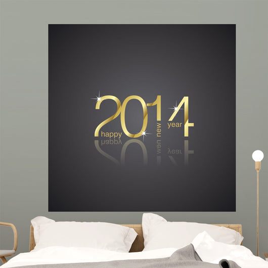 Gold New Year 2014 black background vector 