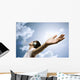teen with headphones enjoy the music,focus point on hand Wall Mural
