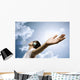 teen with headphones enjoy the music,focus point on hand Wall Mural
