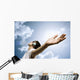 teen with headphones enjoy the music,focus point on hand Wall Mural