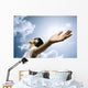 teen with headphones enjoy the music,focus point on hand Wall Mural