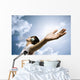 teen with headphones enjoy the music,focus point on hand Wall Mural