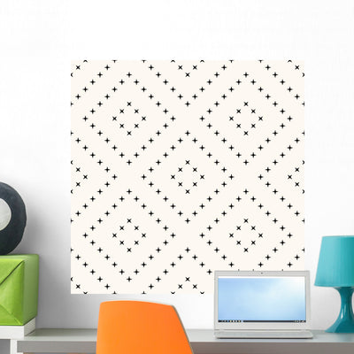 Vector Seamless Retro Pattern Wall Decal shown on a wall
