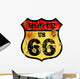 vintage route 66 road sign, bullet holes, vector illustration 