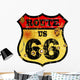 vintage route 66 road sign, bullet holes, vector illustration 