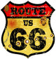 vintage route 66 road sign, bullet holes, vector illustration 