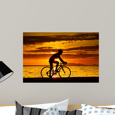 Biker Wall Mural shown on a wall