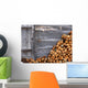 Firewood to the wooden wall of a hut 