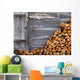 Firewood to the wooden wall of a hut 
