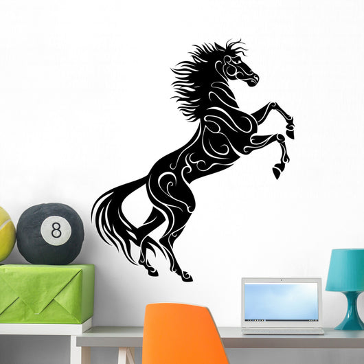 Sticker rearing horse, vector silhouette 