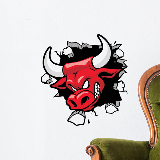 bull heading a wall Wall Decal