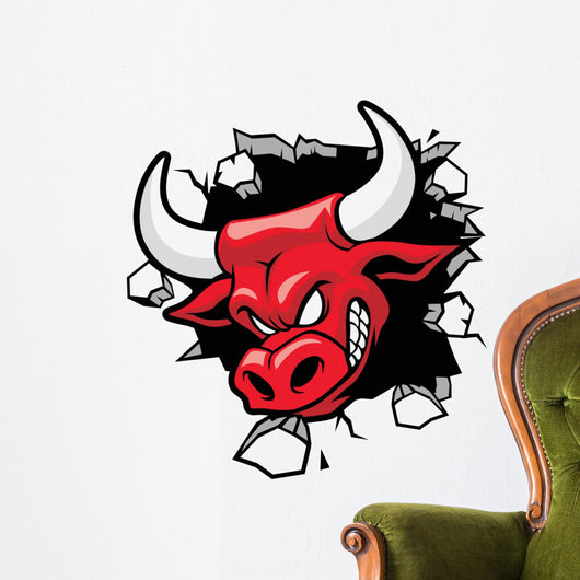 bull heading a wall Wall Decal