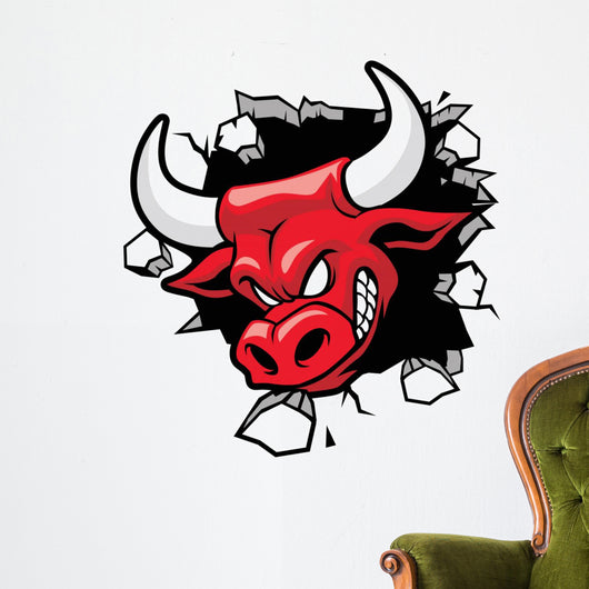 bull heading a wall Wall Decal