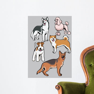 Dogs Vector Collection Part Wall Decal shown on a wall