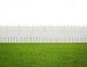 Front or back yard, white wooden fence on the grass Wall Mural