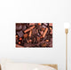 Background from slices of chocolate, coffee, nuts and spices Wall Mural