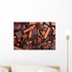 Background from slices of chocolate, coffee, nuts and spices Wall Mural