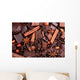 Background from slices of chocolate, coffee, nuts and spices Wall Mural