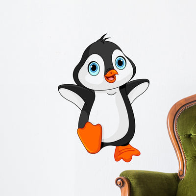 Cartoon Baby Penguin Wall Decal shown on a wall