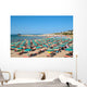 View of beach with umbrellas at beach near Vieste, Apulia,Italy 