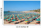 View of beach with umbrellas at beach near Vieste, Apulia,Italy 