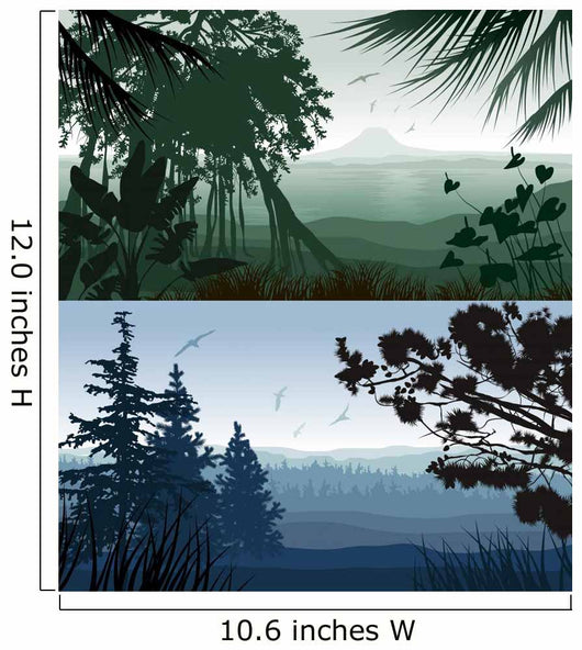 Forest Landscape. Illustration of tropical and pine forest Wall Mural