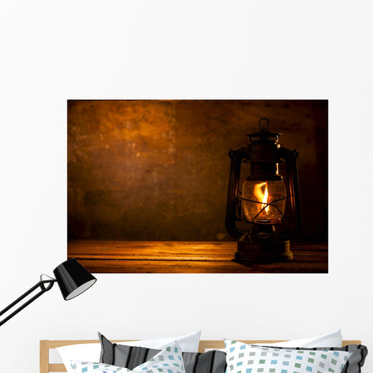 Oil Lamp on Wood 