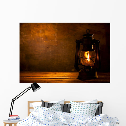 Oil Lamp on Wood 