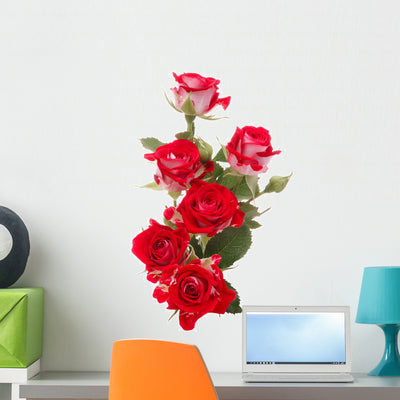 Red Rose Flower Bouquet Wall Decal shown on a wall