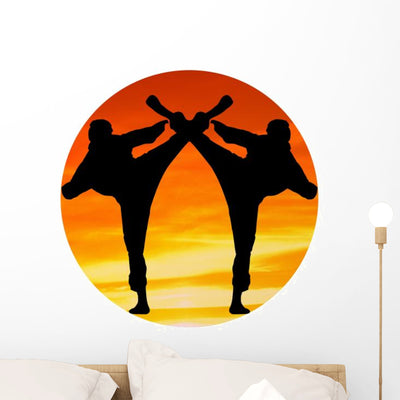 Two Martial Arts Fighter Wall Decal shown on a wall