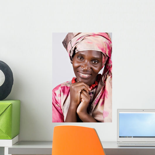 African American girl portrait, in traditional african clothing Wall Mural