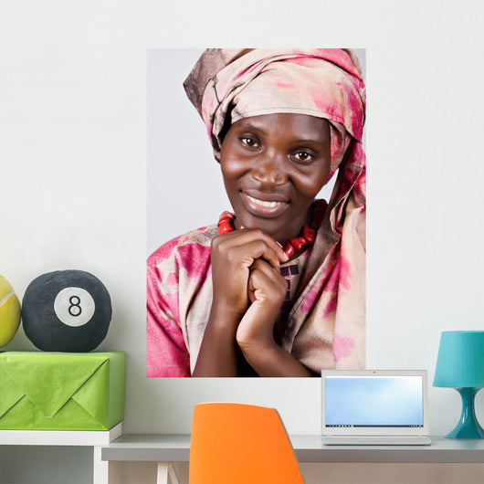 African American girl portrait, in traditional african clothing Wall Mural
