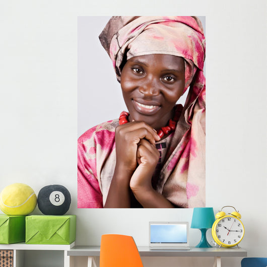 African American girl portrait, in traditional african clothing Wall Mural